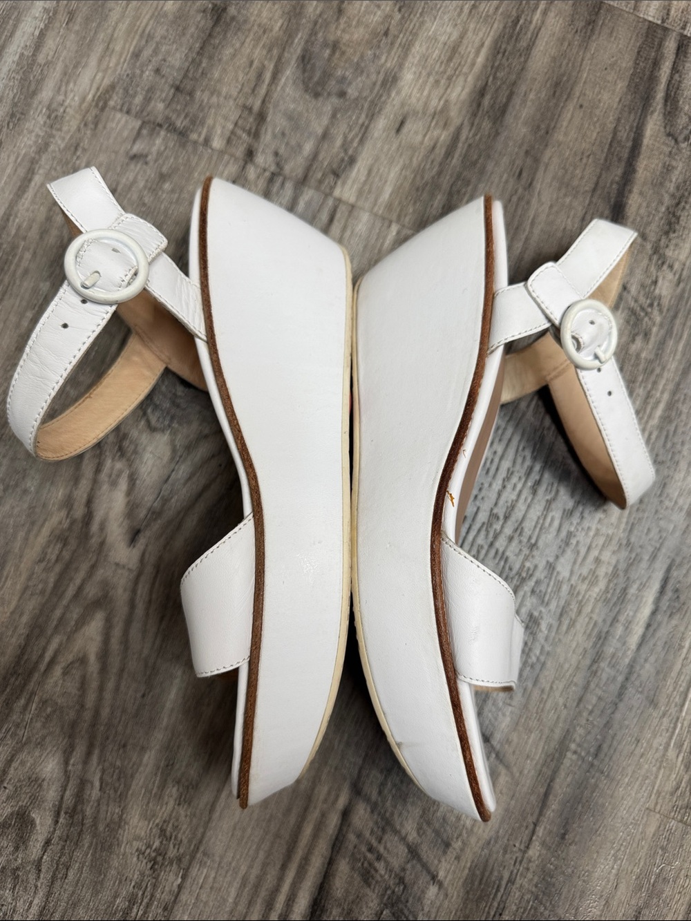 Camper Damas White Leather Ankle Strap Wedge Sandals EU 42 US 11 Minimalist Euro - Picture 5 of 8